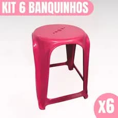 6 Bancos De Plástico Rosa Banqueta Multiuso Jardim Bar Lanchonete