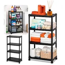 Prateleira Estante Desmontável Modular Multiuso Organizadora de Plástico 4 Prateleiras com Pezinhos