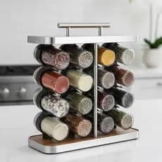 Porta Tempero 16 Potes de Condimentos 80ml Para Cozinha Bancadas Organização Rápida Inox