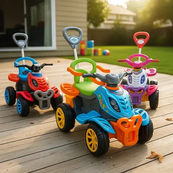Quadriciclo Carrinho de Passeio Com Pedal Andador Infantil Com Empurrador Jipe Totoka Bebê Criança