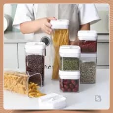 Kit 7 Pote Hermético Acrílico Ótima Vedação Mantimento Organização Cozinha Dispensa Armário Plástico