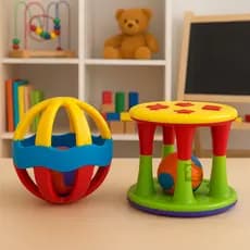 Bolinha Chocalho Didática para Bebe + Torre Chocalho Bolinha Infantil Pedagógica Coordenação Motora