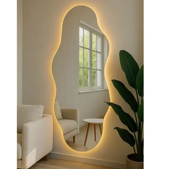 Espelho Grande Corpo Inteiro Com Led Espelho Para Sala Quarto Espelho Orgânico