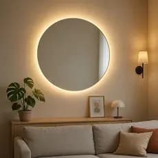 Espelho Redondo Decorativo Lapidado com Led  Espelho Para Sala Espelho Para Quarto Espelho Para Banheiro Cozinha