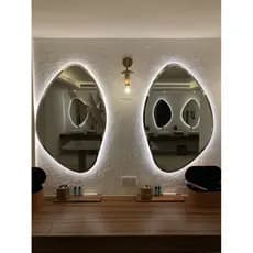 Kit 2 Espelhos Led Orgânico Moderno Parede Decorativo Espelho Para Sala Espelho Para Banheiro Espelho Para Quarto