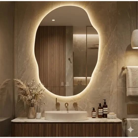 Espelho Grande Corpo Inteiro Com Led Touch Screen Espelho Para Sala Quarto Espelho Orgânico