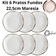 Jogo Conjunto 6 Pratos Fundos Ryo Maresia Areia 22,5cm Oxford Porcelanas