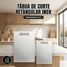 Tábua de Corte Retangular em Inox Higiênica e Resistente para Cozinha Profissional