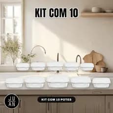 Kit 10/5/3 Potes Hermético 1040ml Pote Hermético com Tampa Armazenamento Seguro para Alimentos na Geladeira e Freezer