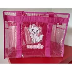 Bolsa/ Sacola de Jumbo GG transparente com bolsos nas laterais e com bolso de documentos. Bolsa reforçada
