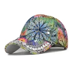 Europeu americano ponto diamante boné de beisebol das mulheres dos homens na moda colorido impresso Flash diamante boné