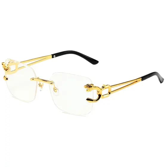 Novo estilo elegante sem moldura corte óculos de sol feminino na moda único formato de leopardo