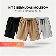 Kit 3 Bermudas Moletom Plus Size GG G1 G2 G3 Calçao Masculino Casual Moletinho Tamanho Grande
