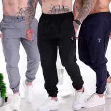 KIT 3 CalçaS Elastano Estilo Jogger Dri-fit GG ao G4 Tamanho Grande Calça Masculina Tactel
