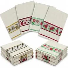 Kit 6 Panos de Copa Atoalhado Jacquard 100% Algodão 40x65cm Pano de Prato Felpudo Alta Absorçao