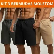 Kit 3 Bermudas De Moletom Premium Masculina Moletinho Com Amarração e Bolso Lateral P ao G4