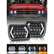 2 Pçs 7X6 5X7 Polegada LED Farol Seta Branco DRL Âmbar Sinal De Volta Para Jeep Wrangler YJ Cherokee XJ Caminhões H4 Qua