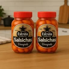 2 Potes Salsicha Vinagrete em Conserva 400g Drenado cada Pote Petisco Aperitivo