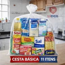 Cesta Básica Completa 11 Itens | Arroz Feijão Óleo Leite Macarrão
