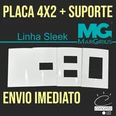 PLACA + SUPORTE 4X2 MARGIRIUS ESPELHO BRANCO BRILHO SLEEK