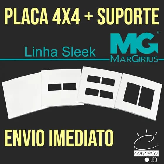 PLACA + SUPORTE 4X4 MARGIRIUS ESPELHO BRANCO BRILHO SLEEK