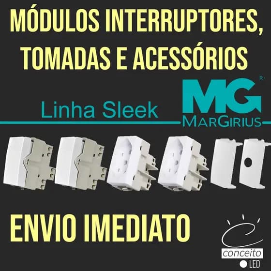 Tomada Interruptor Margirius Sleek Branco Brilhante