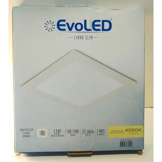 Painel de Led Quadrado Slim Embutir 18w 3000k e 4000k Bivolt Evoled