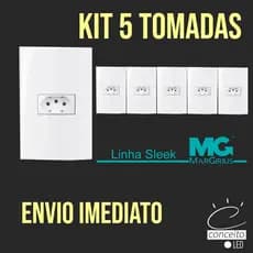 Kit 5 unidades Tomada 10A / 20A - um módulo - Margirius Sleek Alto Brilho