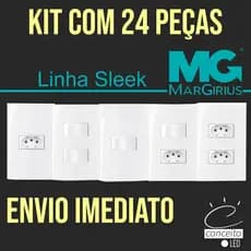 KIT CASA PRONTA - 24 peças Tomadas e Interruptores - Linha Sleek MarGirius
