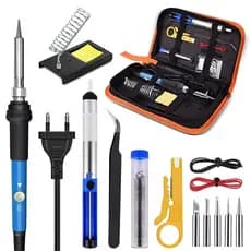 Kit Ferro Solda 60w 110V + Tubete Estanho Com Resina E Sugador De Solda + Estojo Profissional
