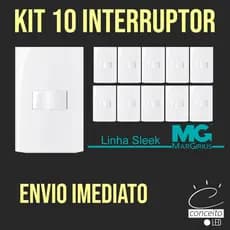Kit 10 unidades Interruptor Simples / Paralelo - uma Tecla - Margirius Sleek Alto Brilho