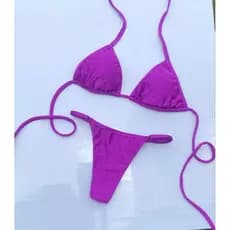 Biquíni Feminino Cortininha com Bojo + Calcinha Fio Dental – Moda Praia Verão