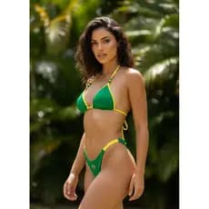 Biquíni Brasil Verde Amarelo Copa Tendência Blogueira - Verão 2026| Biquini feminino moderno biquini fita bicolor moda