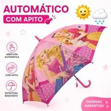 SOMBRINHA GUARDA CHUVA INFANTIL MENINA AUTOMÁTICO COM APITO