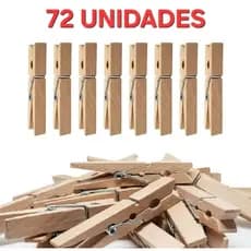 Pregador Prendedor de Roupas Madeira Ecológico Lavanderia 36/48/72 Unidades