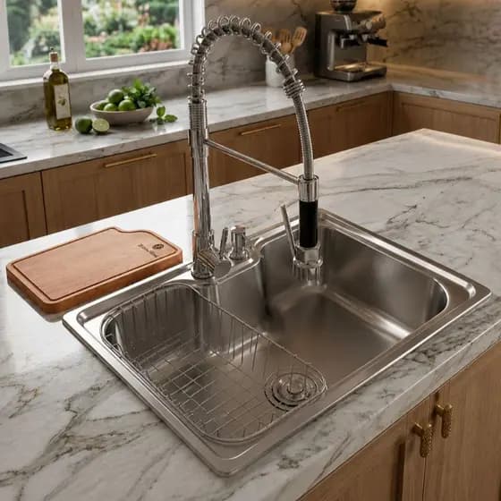 Cuba Cozinha Gourmet Inox Moderna Torneira Monocomando Tábua Completa Luxo