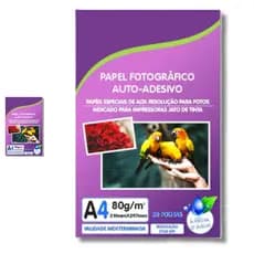 Papel Fotográfico Adesivo 50 Folhas Premium A4 A Prova D'agua Glossy 80g Impressão de Alta Resolução