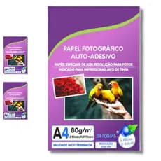 Papel Fotográfico Adesivo Glossy 100 Folhas A4 80g impressão Premium A Prova D'agua