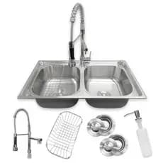 Cuba Dupla Cozinha Inox 304 78x43cm Torneira Gourmet Monocomando Luxo Completa