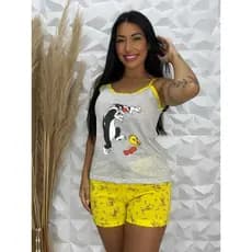 Baby Doll Piu Piu e Frajola Verão Alcinha Short Doll Personagem Adulto