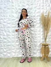 Pijama Vaquinha Estampado Pijama De Frio Longo Feminino Confortável