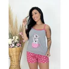 Baby Doll Gatinha Verão Alcinha Short Doll Feminino Adulto