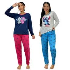Pijama Blusa Manga Comprida Calça Estampado Inverno Confortável Frio Feminino