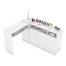 Mesa Para Manicure L 4 Portas Completa Nail Designer Salão de Beleza Cabeleireiro