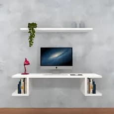 Kit Escrivaninha Suspensa + Prateleira Estudos Trabalho Home Office Suporte Para Notebook Computador Premium