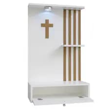 Oratório Ripado MDF Com Gaveta + Luminária Cantinho da Oração