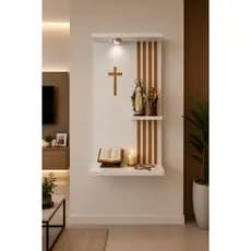Altar De Parede Imagem Cruz Capela Oração C/led Mdf Usinado