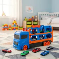Carreta Cegonha Caminhão Brinquedo Para Meninos Maleta Vira Pista Com Lançador - For Kids