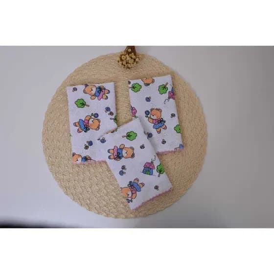 kit com 3 fraldinhas de boca estampada com bichinhos URSINHA   , fralda de tecido duplo 100% algodão