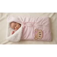 Saco de Dormir Urso Fofo para Bebê com Sherpa – Azul bebê e Rosa bebê